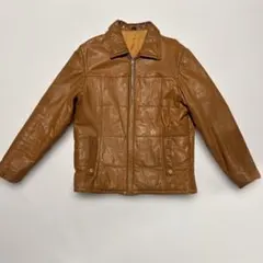 ビンテージ ブラウン 中綿入りレザージャケット Lサイズ