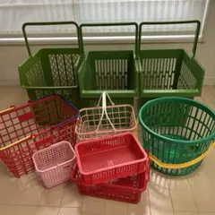 昭和レトロ✨ポップ　プラスチックかご　まとめ売り9個