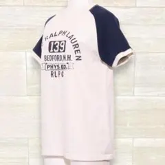 汚れ有 ポロラルフローレン Tシャツ 綿 白・青　キッズ向け半袖　 Mのサムネイル