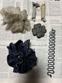 ヘアアクセサリーセット（シュシュ・編み込み用・ヘアピン留め）まとめ売り