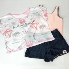 【新品】 水着 ジュニア 160cm 3点セット 女の子 ピンク