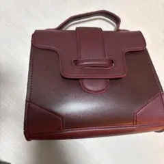 M*r様 バーガンディ ハンドバッグ 合成皮革