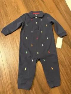 新品未使用　ラルフローレン　ロンパース　9m ネイビー　ポニー　カラフル