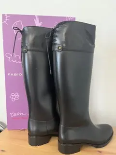 新品)FABIO RUSCONI 38ブラック レインブーツ
