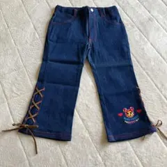 KLC デニム　ボトムス　アンクル丈　120 平成レトロ　編み上げサイドリボンのサムネイル