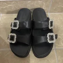 SLOBE IENA ビジューバックル サンダル