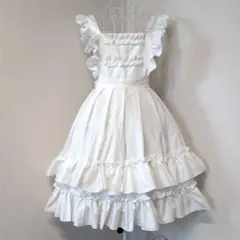 【ホイップ横フリルエプロン★オフ白】クラシカルゴスロリータ レトロメイドタブリエ