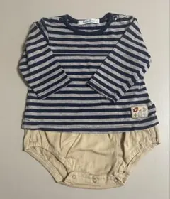 ファミリア　ロンパース　長袖　70サイズ　ボーダー　切り替え