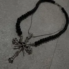 y2k フェアリーグランジ ネックレス ゴスロリ クロス 十字架 ロザリオ 黒