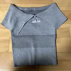 オフショルダー リブニット ノースリーブ グレーのサムネイル