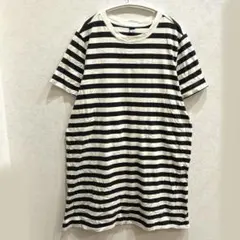 オールドネイビー チュニック クルーネック 半袖 ボーダー L 白黒 綿 休日のサムネイル