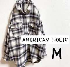 【匿名配送】AMERICAN HOLIC 厚手チェックシャツ クリーム M