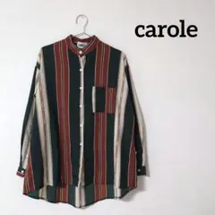 carole　レディース　バンドカラーシャツ　長袖 羽織り　レトロ風　 大きめ
