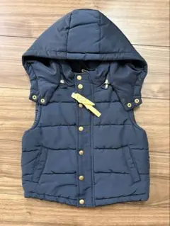 petit main フード付きダウンベスト S ネイビー