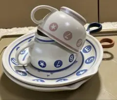 BEBE 持ち手付き皿　スープカップ　セット　時計デザイン　ピンク　ブルーのサムネイル