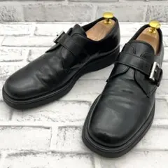 プラダ ローファー シングルモンク ロゴ刻印 レザー ブラック 25.5cm