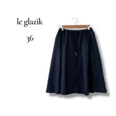 le glazik レディース　ひざ丈フレアスカート　ネイビー　シンプル　Sのサムネイル