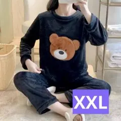 パジャマ　レディース　くま　韓国　かわいい　モコモコ　ルームウェア　部屋着　黒