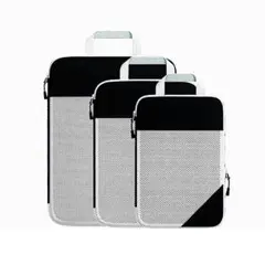 圧縮可能な3点セット 旅行用圧縮袋 トラベルポーチ 圧縮バッグ 衣類旅行圧縮