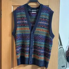 ノースリーブニットベスト ネイビー マルチカラー