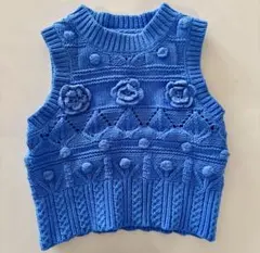 【ZARA美品】サマーニット ニットベスト 130cm（110cm相当）ブルー