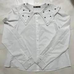 ZAPA ホワイト 襟付きシャツ　レース　花柄