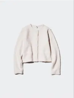 【UNIQLO】ニットショートジャケット ホワイト WOMAN Lサイズ