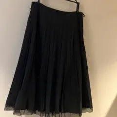 COMME CA ISM 黒のプリーツスカート レース付き