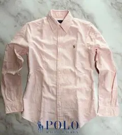 POLO RALPH LAUREN ピンク ストライプ 長袖シャツ レディースM