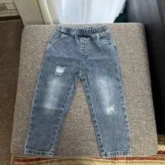 デニム ダメージ加工 ストレートパンツ