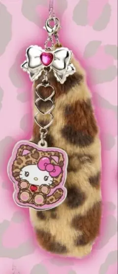 サンリオ ギャルネコデザインシリーズ　ストラップ　ハローキティ　ヒョウ柄しっぽ