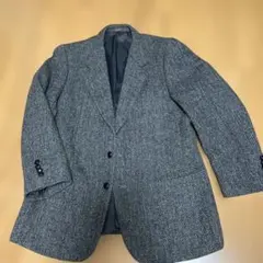 ハリスツイード ジャケット くるみボタン ヘリンボーン グレーのサムネイル