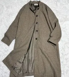 hagumu スタンドカラー ロングコート 千鳥格子 チェック