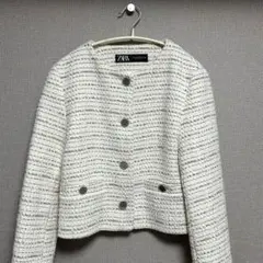 ZARA ツイードジャケット　アイボリー