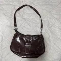 ダークブラウン クロコダイル風 ショルダーバッグ