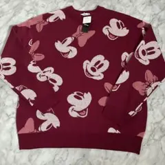 ミッキー ミニー ジャガードニット セーター オーバーサイズ M ディズニー