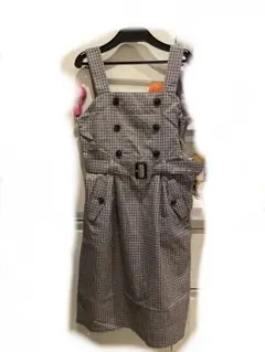 pom ponette チェック柄ノースリーブワンピース L