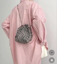 レオパード柄 巾着ショルダーバッグ