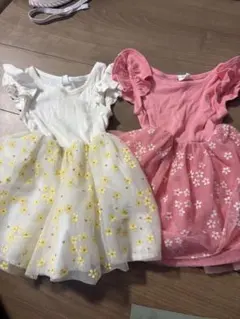 フリル袖 花柄 ワンピースセット 12-18ヶ月　双子