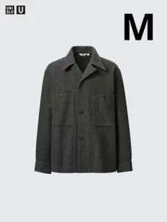 ユニクロ　フリースジャージーオーバーシャツ（長袖）メンズ　グレー　M