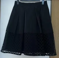 LANVIN en Bleu 黒 レース裾 フレアスカート　Mサイズ