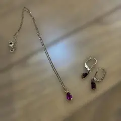 ドロップ型ストーン ネックレス ピアス セットのサムネイル