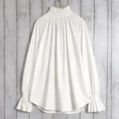美品 ダブルスタンダードクロージング スタンドカラー フリル ブラウス