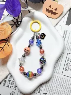 【ハンドメイド】ビーズストラップ/ スマホストラップ