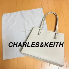 CHARLES & KEITH トートバッグ ライトグレー　収納ポーチ付き