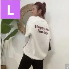 しまむらsaori 裏起毛ロゴトレーナーアイボリーLサイズ