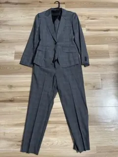 洋服の青山 HILTON グレー チェック柄 パンツスーツ 上下セット　11号のサムネイル