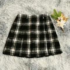 Heather ヘザー (M) ミニ丈 タイトスカート チェック柄 黒