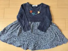 familiar ファミリア ワンピース　ネイビー　花　刺繍