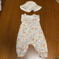 ユニクロ　ベビー　花柄　帽子　前開き　フリルショートオール　70cm セット